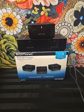Netgear Nighthawk Mesh WiFi 6 System 3pc Set Advanced Whole Home WiFi AX1800